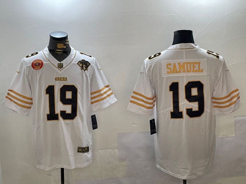 Men San Francisco 49ers 19 Samuel White Gold 2024 Nike Limited NFL Jersey style 12305